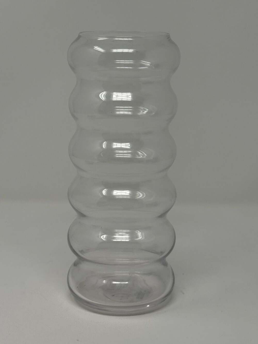 Clear Bubble Glass Ribbed Bud Vase